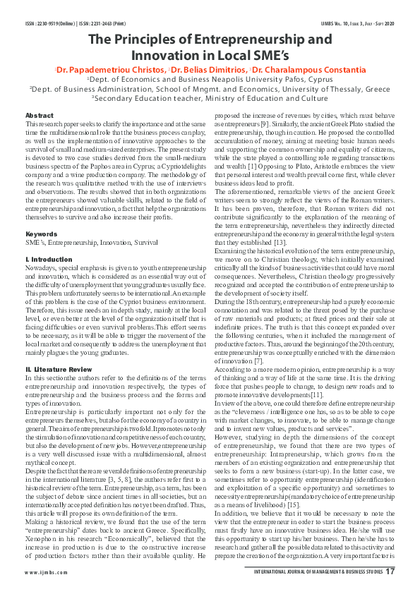(PDF) The Principles of Entrepreneurship and Innovation in Local SME's