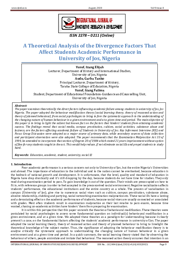(PDF) A THEORETICAL ANALYSIS OF THE DIVERGENCE FACTORS THAT AFFECT ...