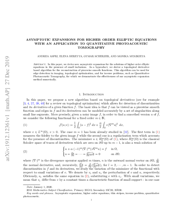(PDF) ASYMPTOTIC EXPANSIONS FOR HIGHER ORDER ELLIPTIC EQUATIONS WITH AN ...