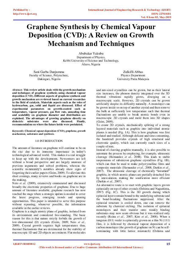 (PDF) Graphene Synthesis by Chemical Vapour Deposition (CVD): A Review ...