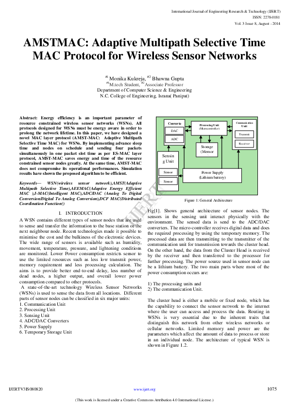 (PDF) IJERT-AMSTMAC: Adaptive Multipath Selective Time MAC Protocol for ...