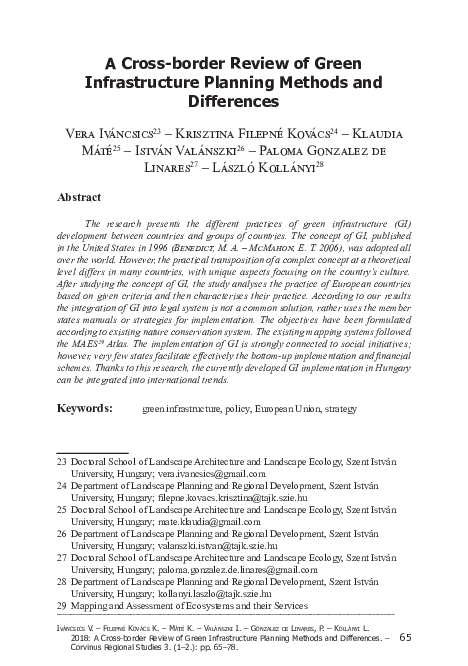 (PDF) A Cross-border Review of Green Infrastructure Planning Methods ...