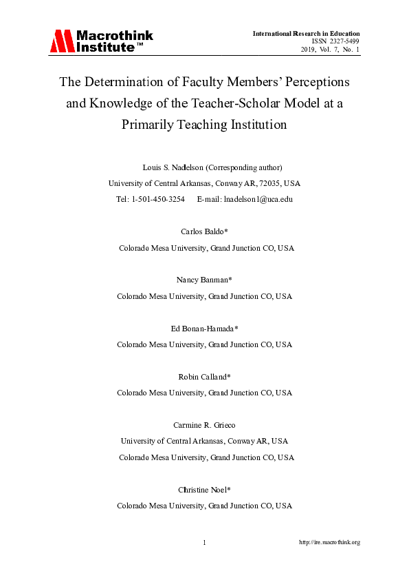(PDF) The Determination of Faculty Members’ Perceptions and Knowledge ...