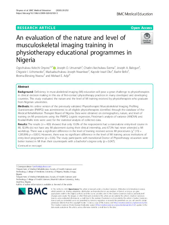 (PDF) An evaluation of the nature and level of musculoskeletal imaging ...