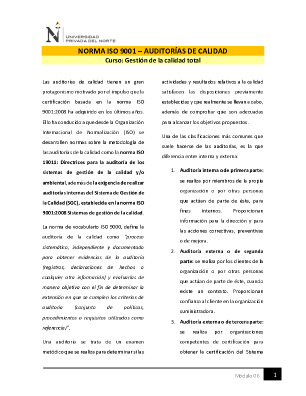 (PDF) NORMA ISO 9001 AUDITORÍAS DE CALIDAD - Gestión de la calidad total