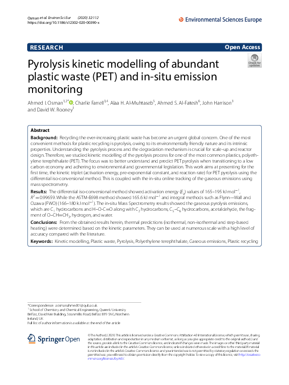 (PDF) Pyrolysis kinetic modelling of abundant plastic waste (PET) and ...