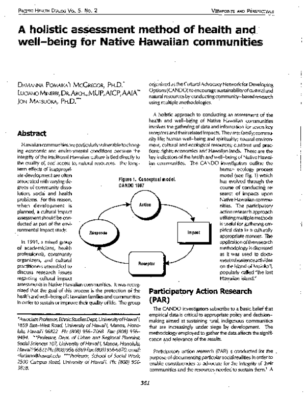 (PDF) A holistic assessment method of health and well-being for Native ...