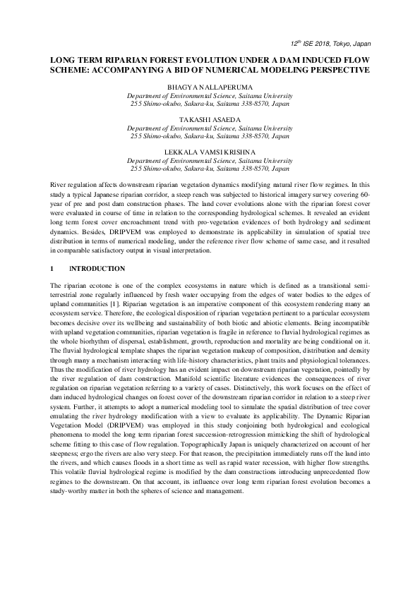(PDF) LONG TERM RIPARIAN FOREST EVOLUTION UNDER A DAM INDUCED FLOW ...