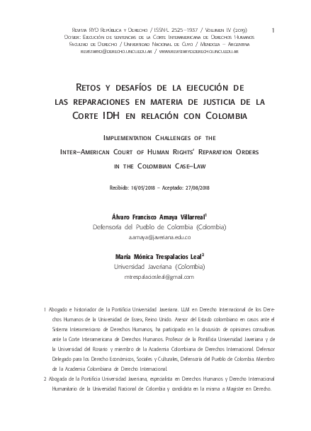 (PDF) Retos y desafíos de la ejecución de las reparaciones en materia ...