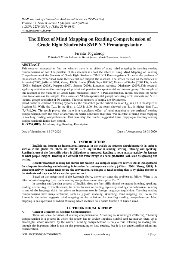 (PDF) The Effect of Mind Mapping on Reading Comprehension of Grade ...