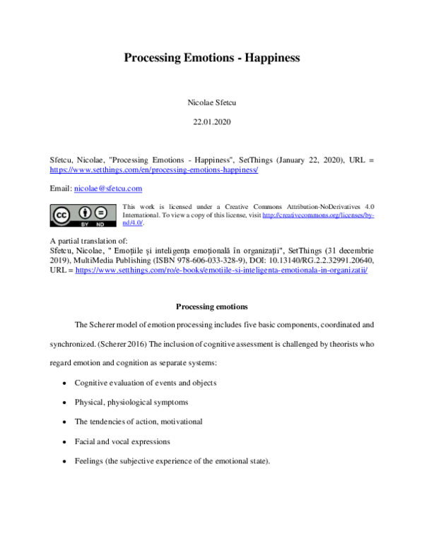 (PDF) Processing Emotions - Happiness