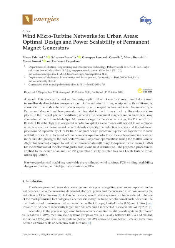 (PDF) Wind Micro-Turbine Networks for Urban Areas: Optimal Design and ...