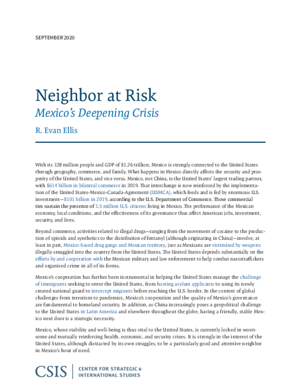 (PDF) Neighbor at Risk Mexico's Deepening Crisis
