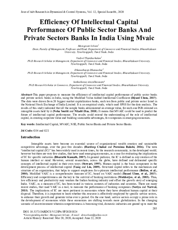 (PDF) Efficiency Of Intellectual Capital Performance Of Public Sector ...