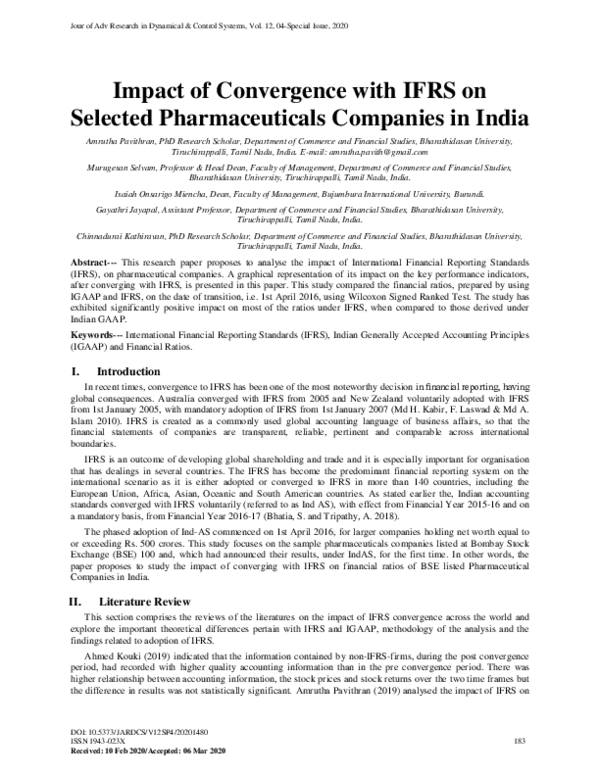 (PDF) Impact of Convergence with IFRS on Selected Pharmaceuticals ...