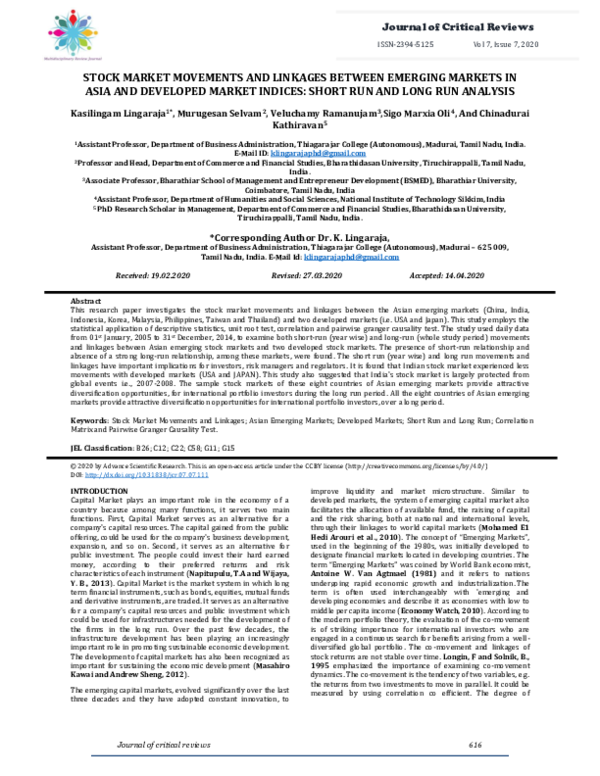 (PDF) STOCK MARKET MOVEMENTS AND LINKAGES BETWEEN EMERGING MARKETS IN ...