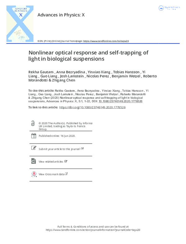 (PDF) Nonlinear optical response and self-trapping of light in ...