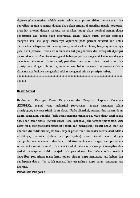 Adjustment (Penyesuaian) Akuntansi