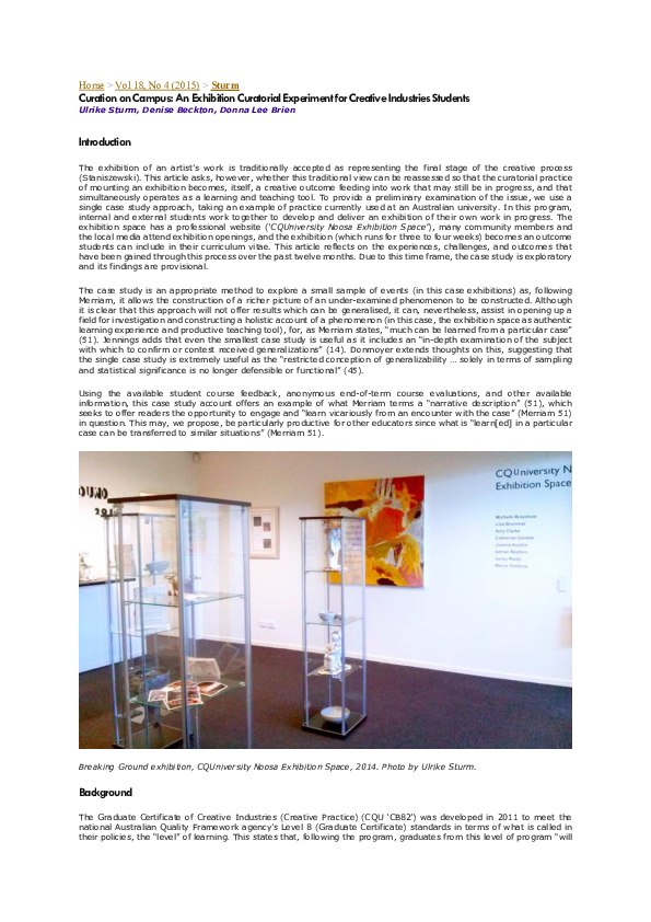 (PDF) Curation on Campus: An Exhibition Curatorial Experiment for ...