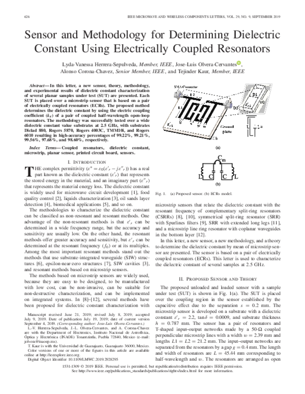 (PDF) Sensor and Methodology for Determining Dielectric Constant Using ...