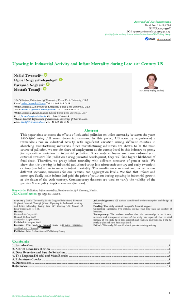 (PDF) Upswing in Industrial Activity and Infant Mortality during Late ...