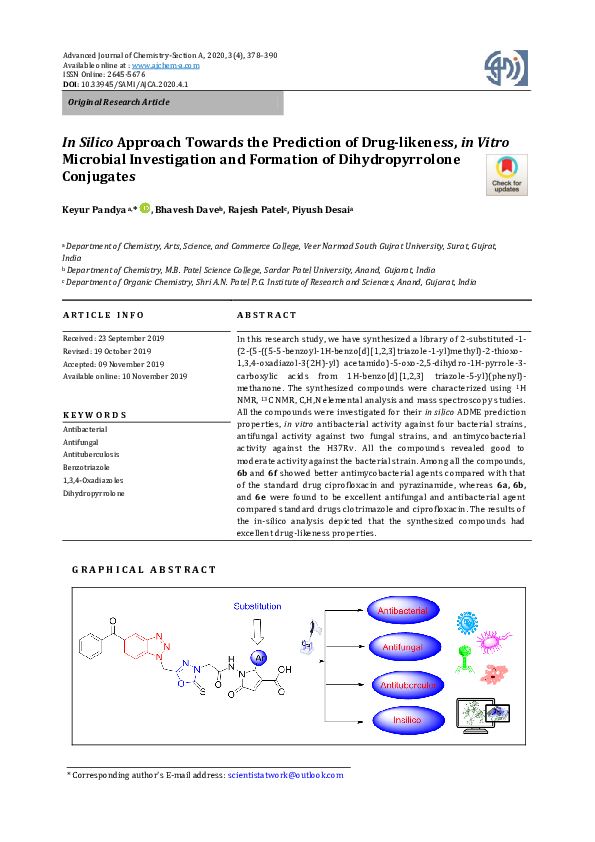(PDF) In Silico Approach Towards the Prediction of Drug-likeness, in ...