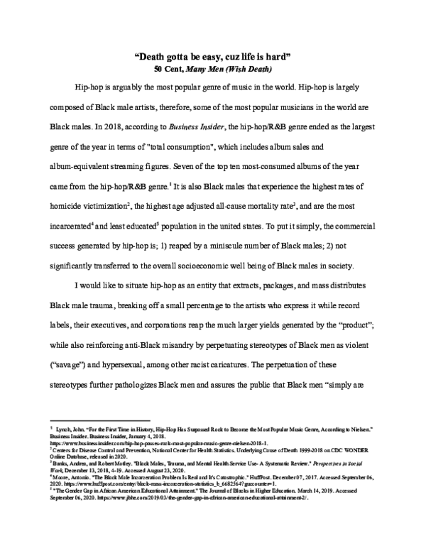 (PDF) quot Death gotta be easy cuz life is hard quot