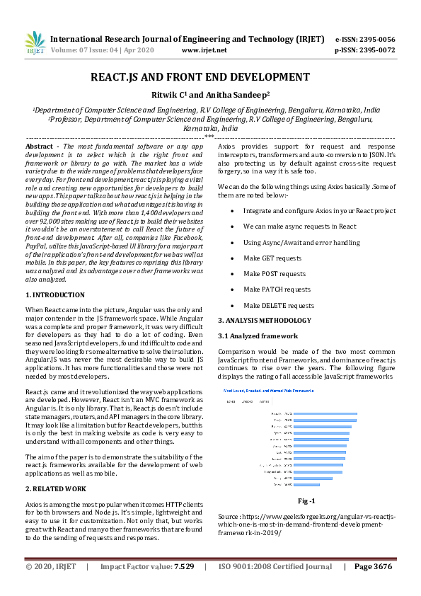 (PDF) IRJET- REACT.JS AND FRONT END DEVELOPMENT