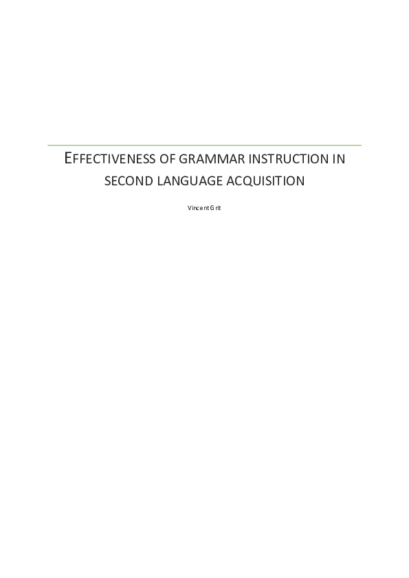 (PDF) Effectiveness of Grammar Instruction in L2 Acquisition