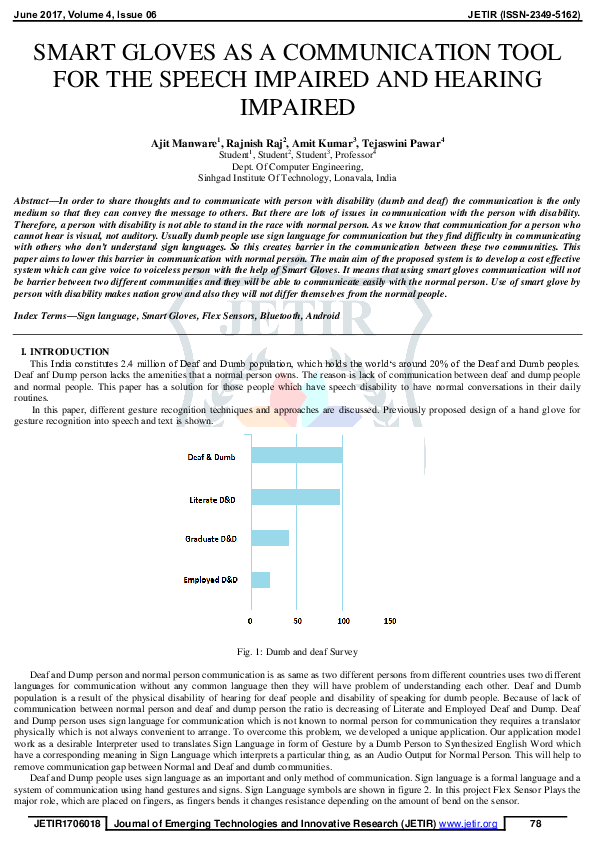 (PDF) SMART GLOVES AS A COMMUNICATION TOOL FOR THE SPEECH IMPAIRED AND