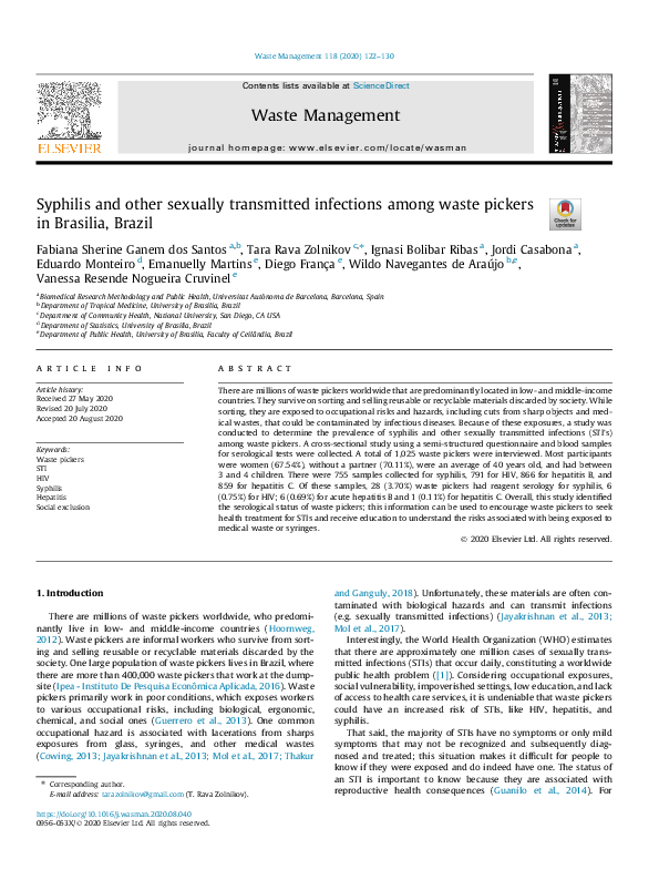 (PDF) Syphilis and other sexually transmitted infections among waste