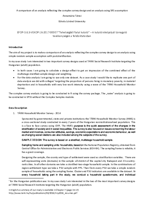 (PDF) A comparison of an analysis reflecting the complex survey design ...