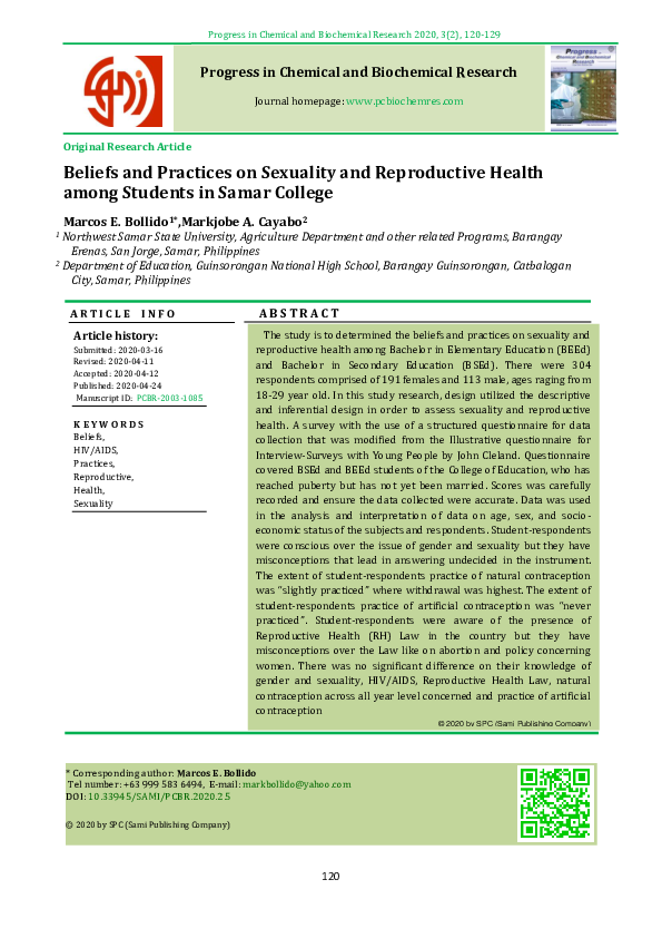 (PDF) Beliefs and Practices on Sexuality and Reproductive Health among ...