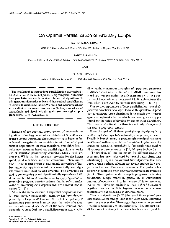 (PDF) On optimal parallelization of arbitrary loops