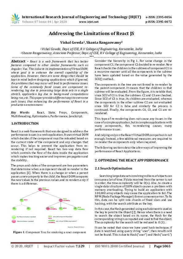 (PDF) IRJET- Addressing the Limitations of React JS