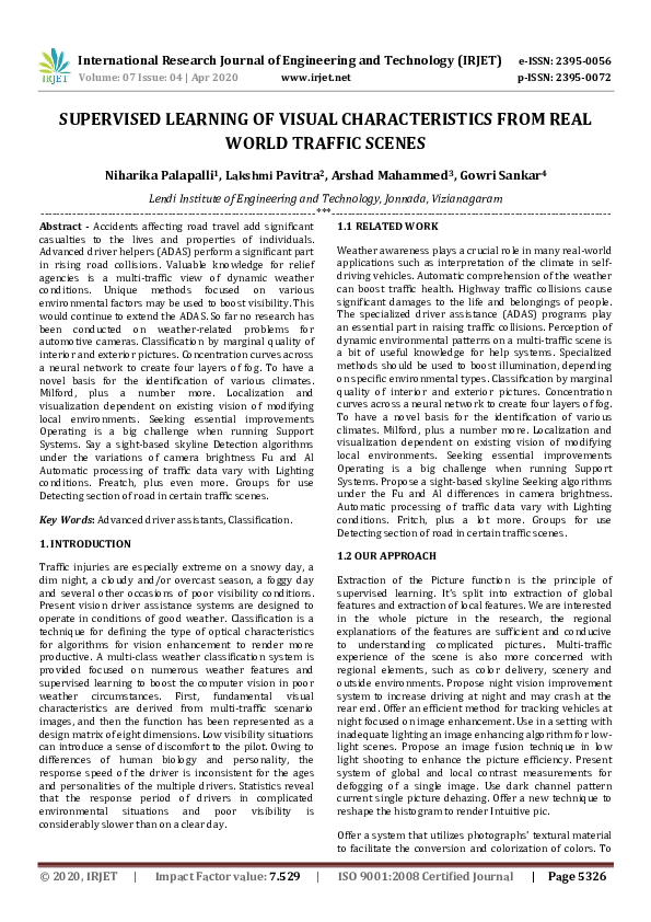 (PDF) IRJET- SUPERVISED LEARNING OF VISUAL CHARACTERISTICS FROM REAL ...