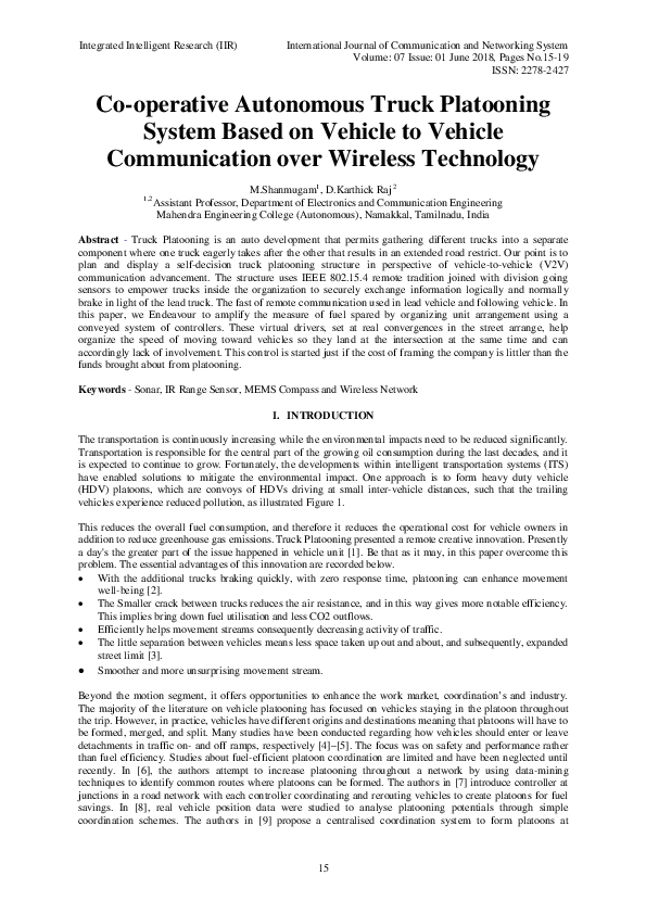 (PDF) Co-operative Autonomous Truck Platooning System Based on Vehicle ...