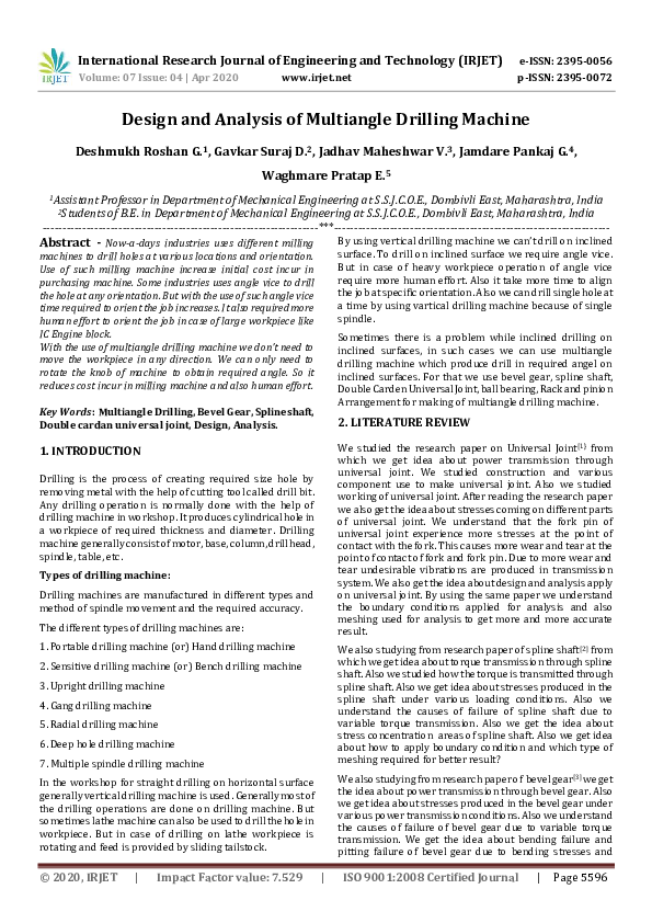 (PDF) IRJET- Design and Analysis of Multiangle Drilling Machine