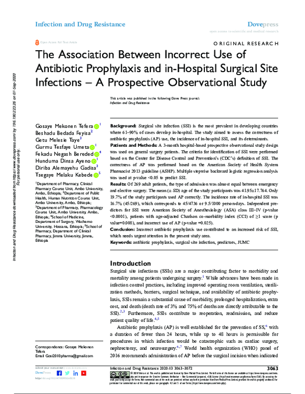 (PDF) The Association Between Incorrect Use of Antibiotic Prophylaxis ...