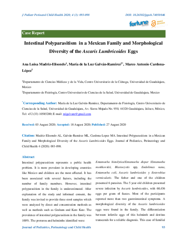 (PDF) Intestinal Polyparasitism in a Mexican Family and Morphological ...