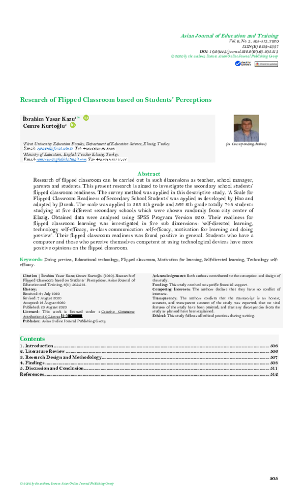 (PDF) Research of Flipped Classroom based on Students' Perceptions