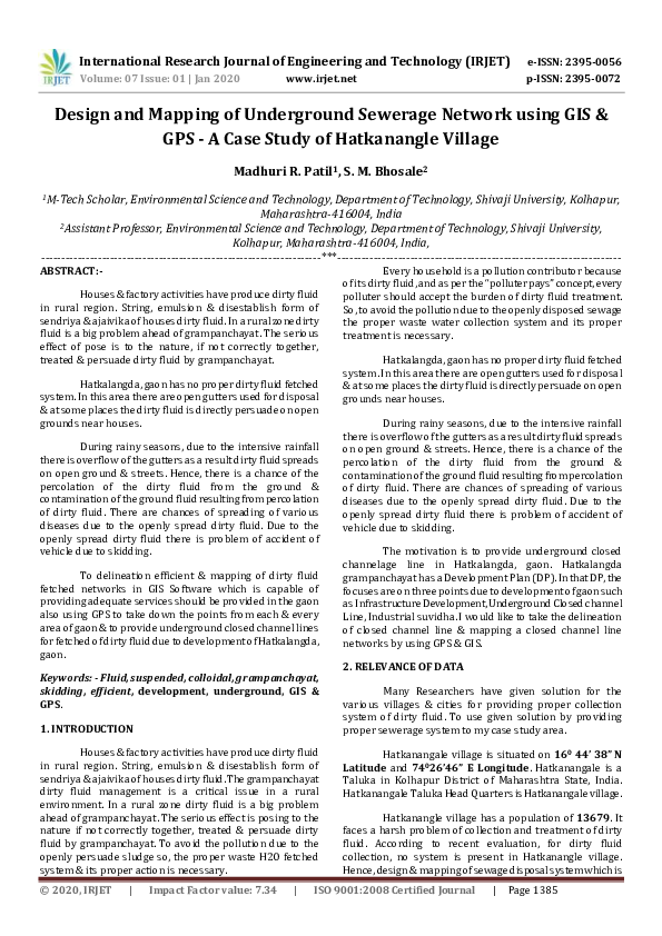 (PDF) IRJET- Design and Mapping of Underground Sewerage Network using ...