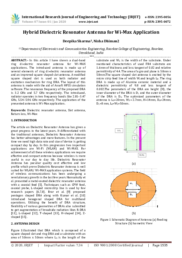 (PDF) IRJET- Hybrid Dielectric Resonator Antenna for Wi-Max Application