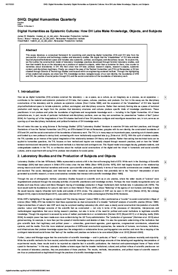 (PDF) Digital Humanities as Epistemic Cultures: How Digital Humanities ...
