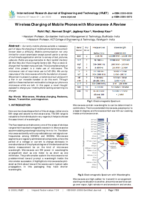 (PDF) IRJET- Wireless Charging of Mobile Phones with Microwaves-A Review