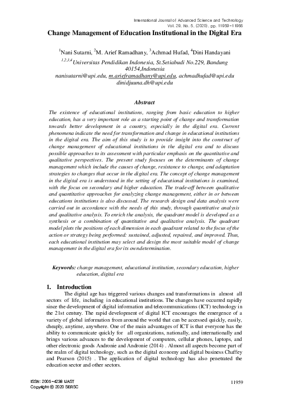 (PDF) Change Management of Education Institutional in the Digital Era