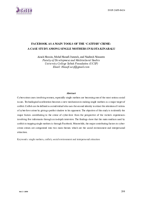 (PDF) FACEBOOK AS A MAIN TOOLS OF THE 'CATFISH' CRIME A CASE STUDY