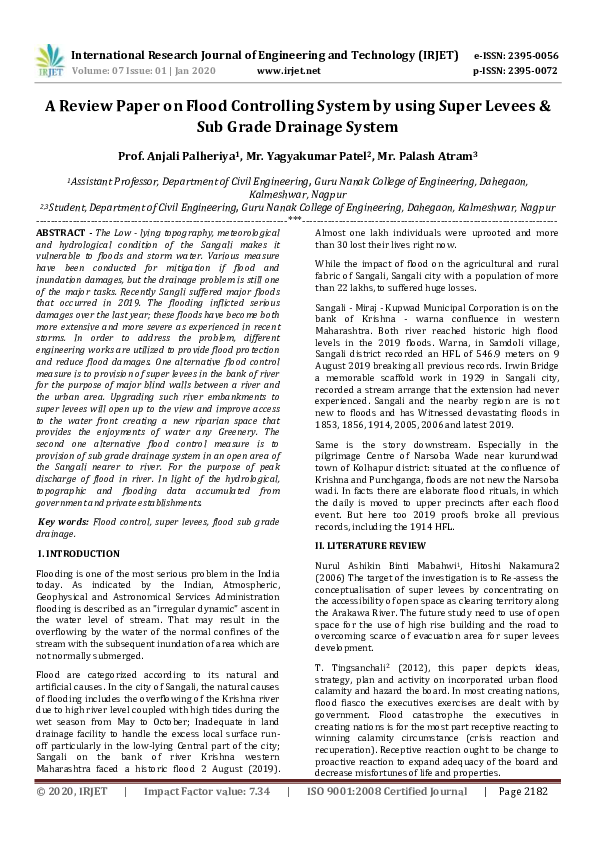 (PDF) IRJET- A Review Paper on Flood Controlling System by using Super ...