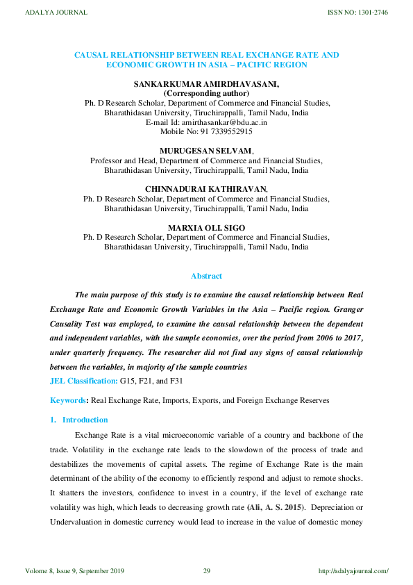 (PDF) CAUSAL RELATIONSHIP BETWEEN REAL EXCHANGE RATE AND ECONOMIC ...