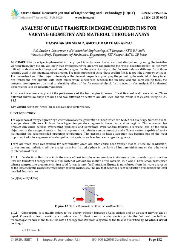 (PDF) IRJET- ANALYSIS OF HEAT TRANSFER IN ENGINE CYLINDER FINS FOR ...
